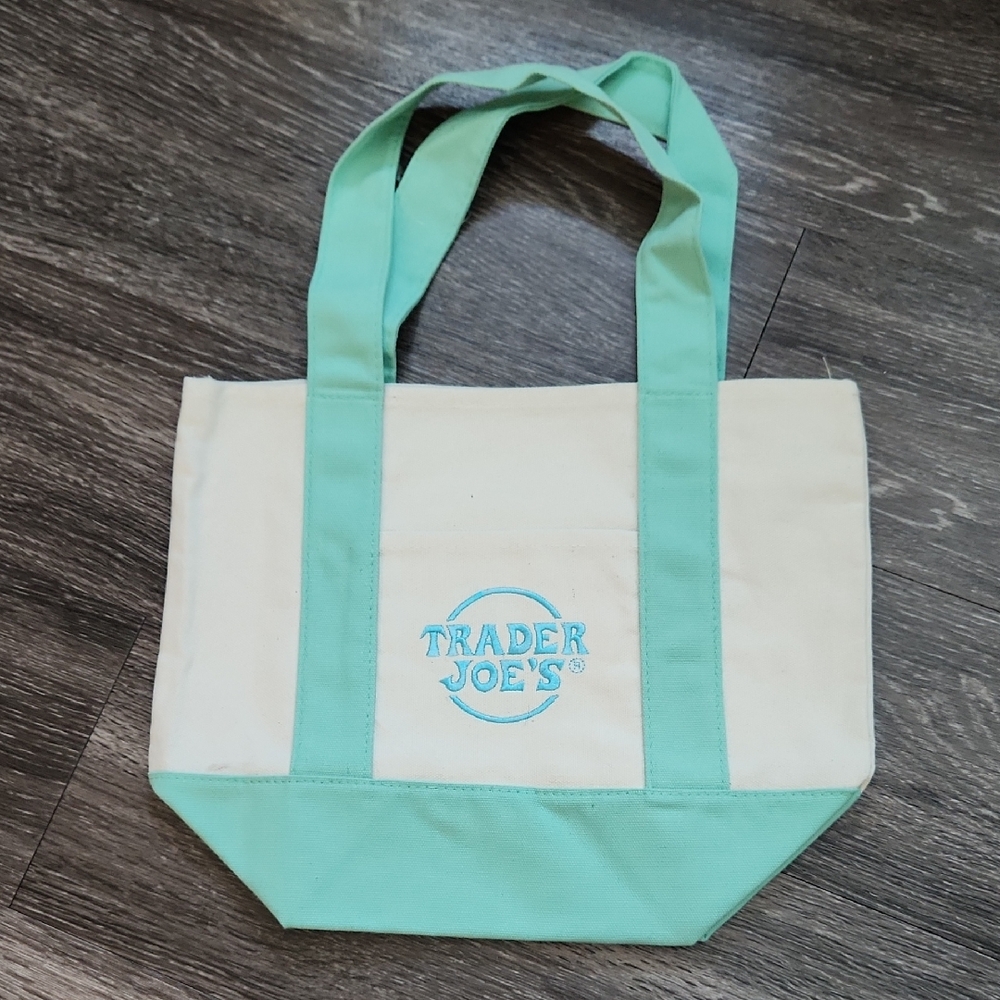 Trader Joe's Pastel Green Mini Canvas Tote Bag